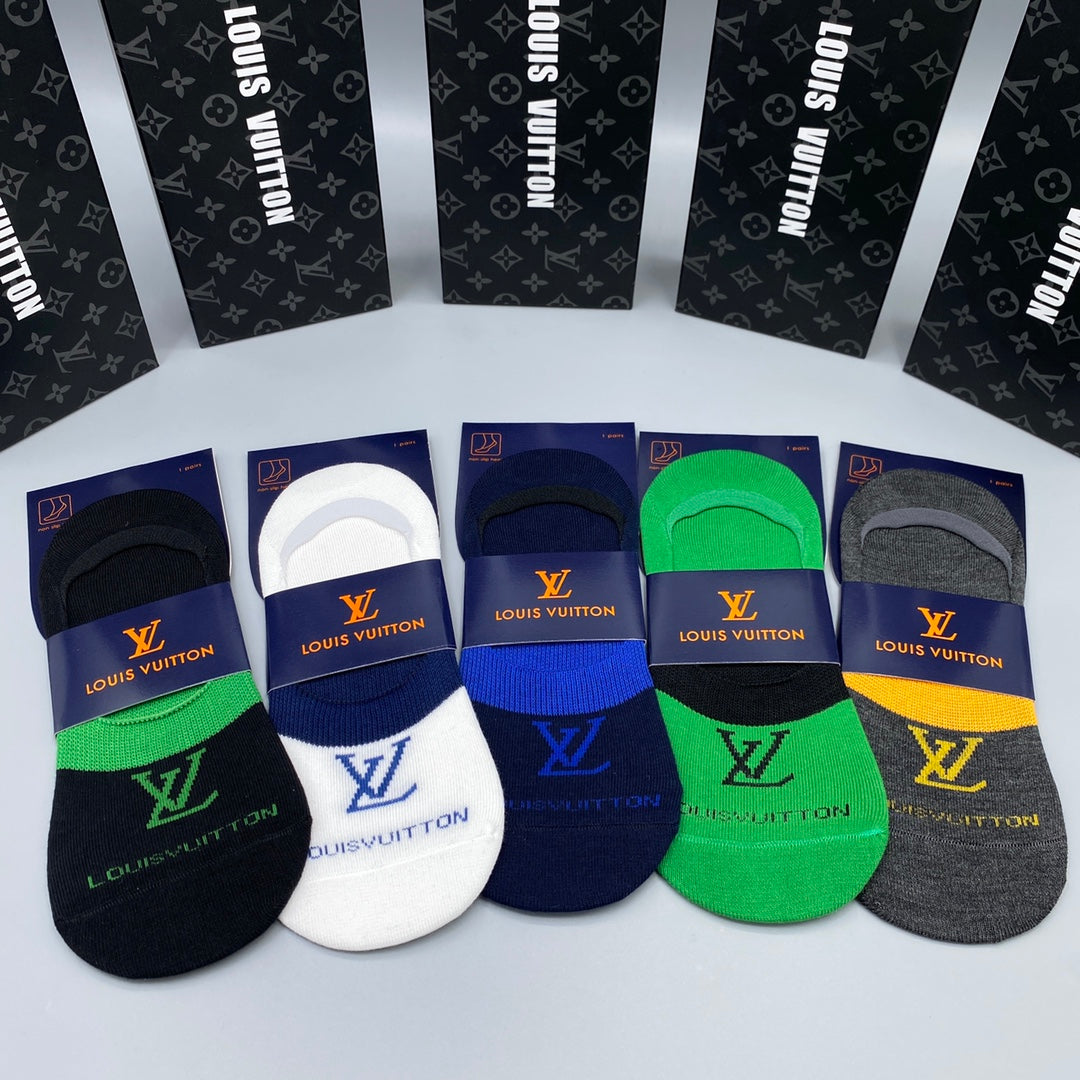Louis Vuitton Neutral Bright Footbed Letters No-Show Socks, image 7