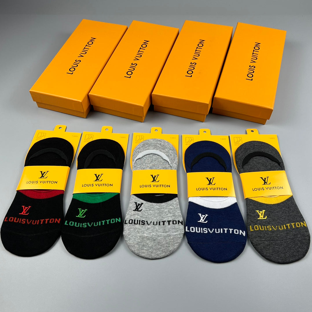 Louis Vuitton Neutral Packaged Yellow Bands No-Show Socks, image 3