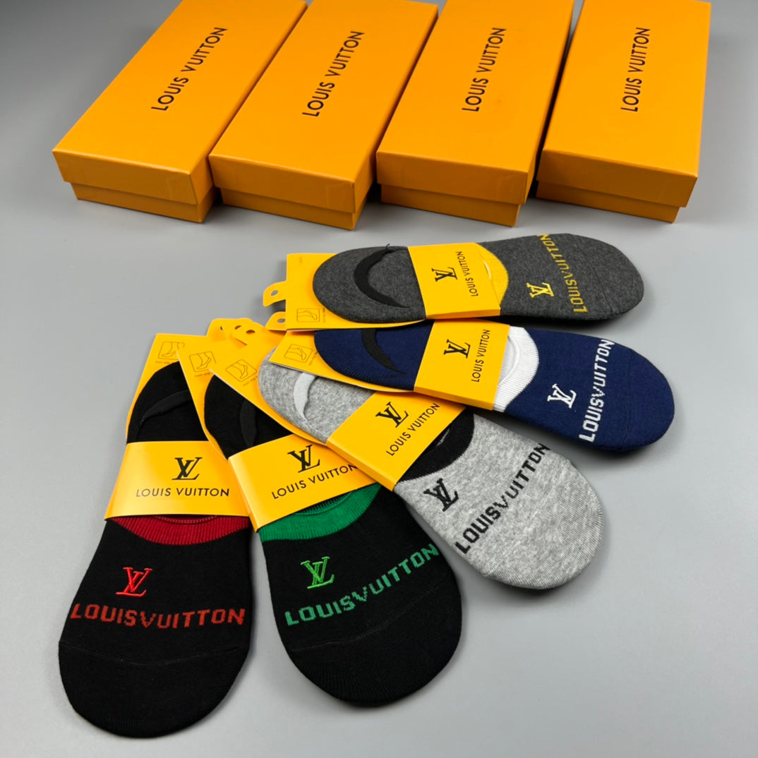 Louis Vuitton Neutral Packaged Yellow Bands No-Show Socks, image 6