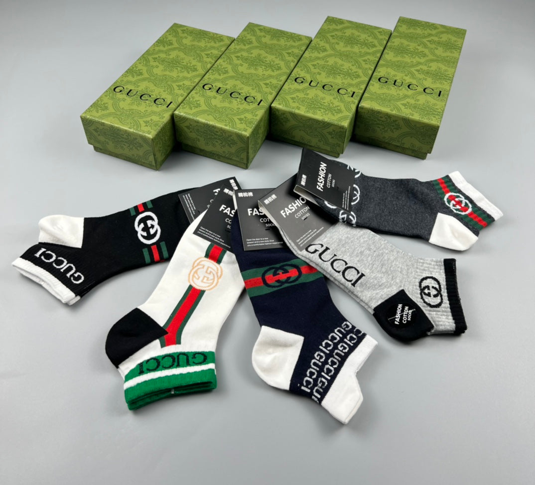 Gucci Black White Grey Bold Letter Mix Crew Socks, image 2