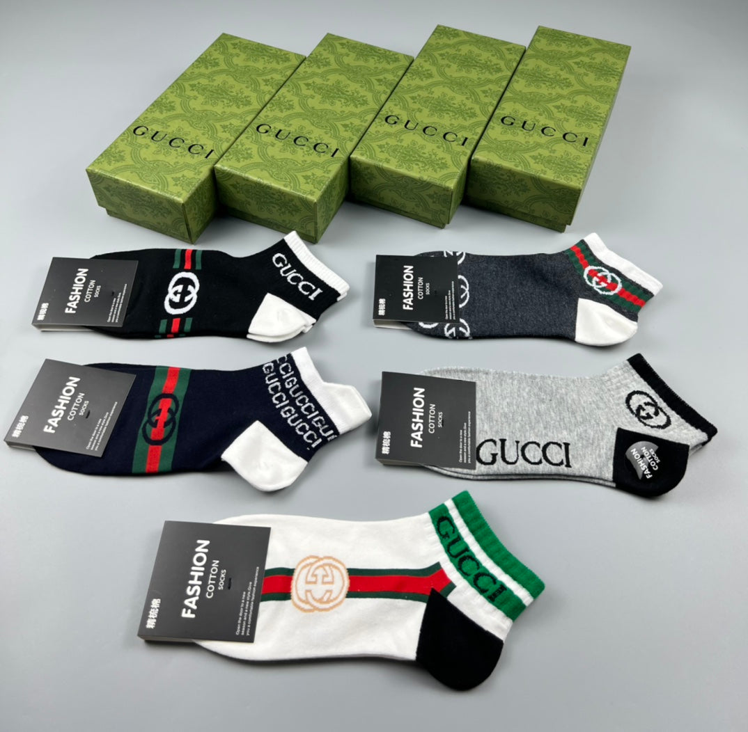 Gucci Black White Grey Bold Letter Mix Crew Socks, image 5