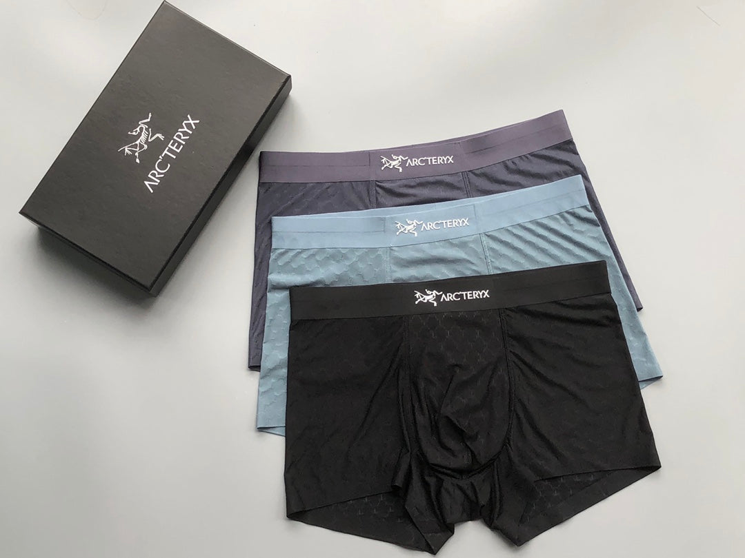 Arc'teryx Boxed Black Grey Blue Text Waist Boxer Briefs, image 4