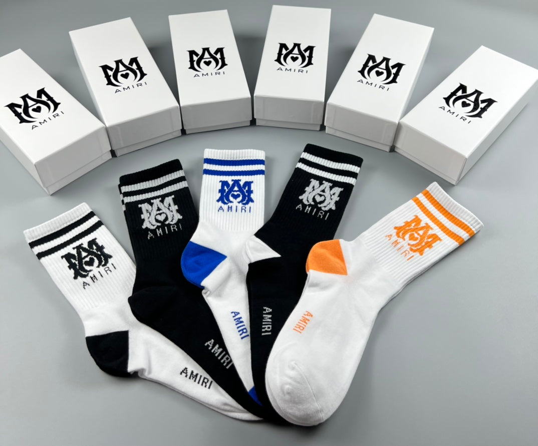 AMIRI Contrast Heel-and-Toe Crew Socks, gallery image 3
