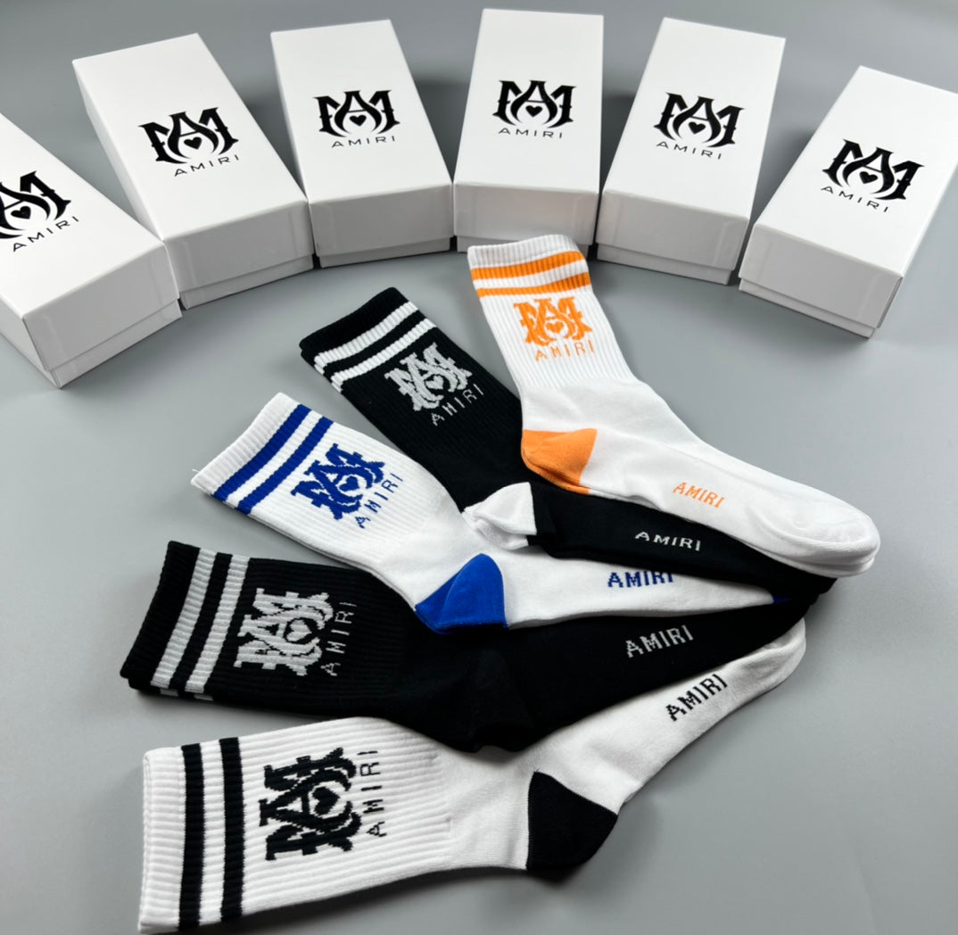 AMIRI Contrast Heel-and-Toe Crew Socks, gallery image 8