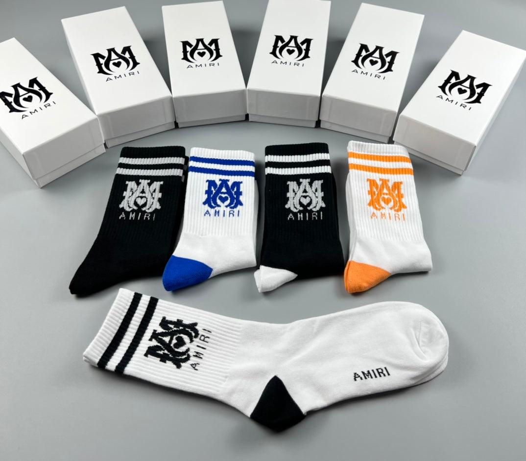 AMIRI Contrast Heel-and-Toe Crew Socks, gallery image 7