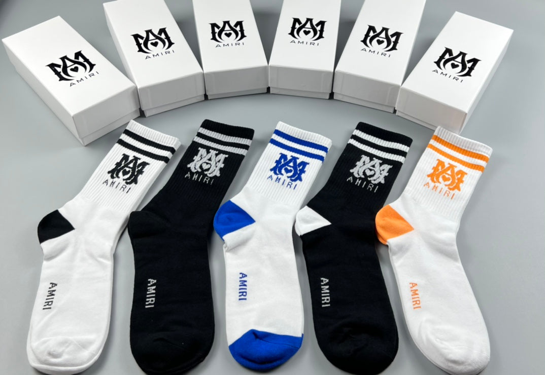 AMIRI Contrast Heel-and-Toe Crew Socks, gallery image 4