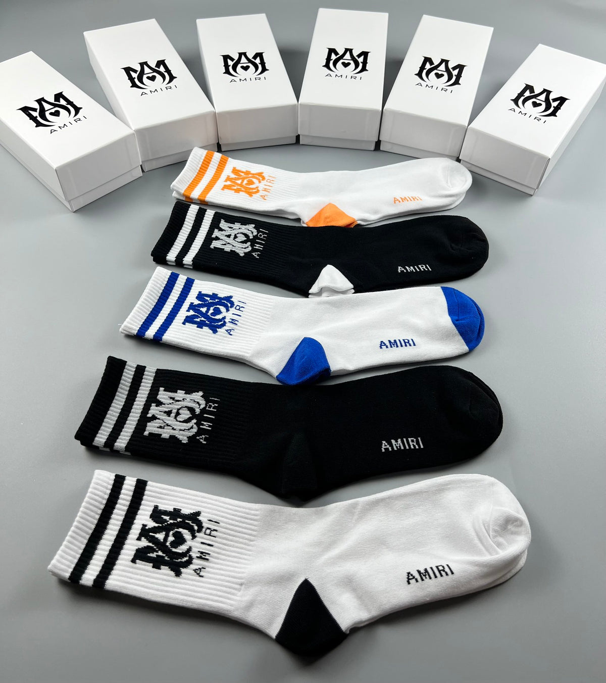 AMIRI Contrast Heel-and-Toe Crew Socks, gallery image 9