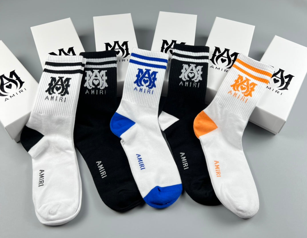 AMIRI Contrast Heel-and-Toe Crew Socks, gallery image 5