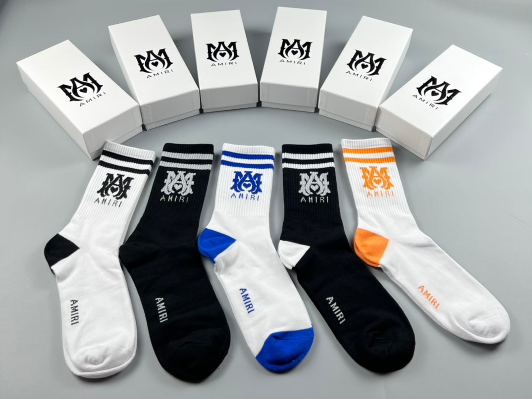 AMIRI Contrast Heel-and-Toe Crew Socks, gallery image 1