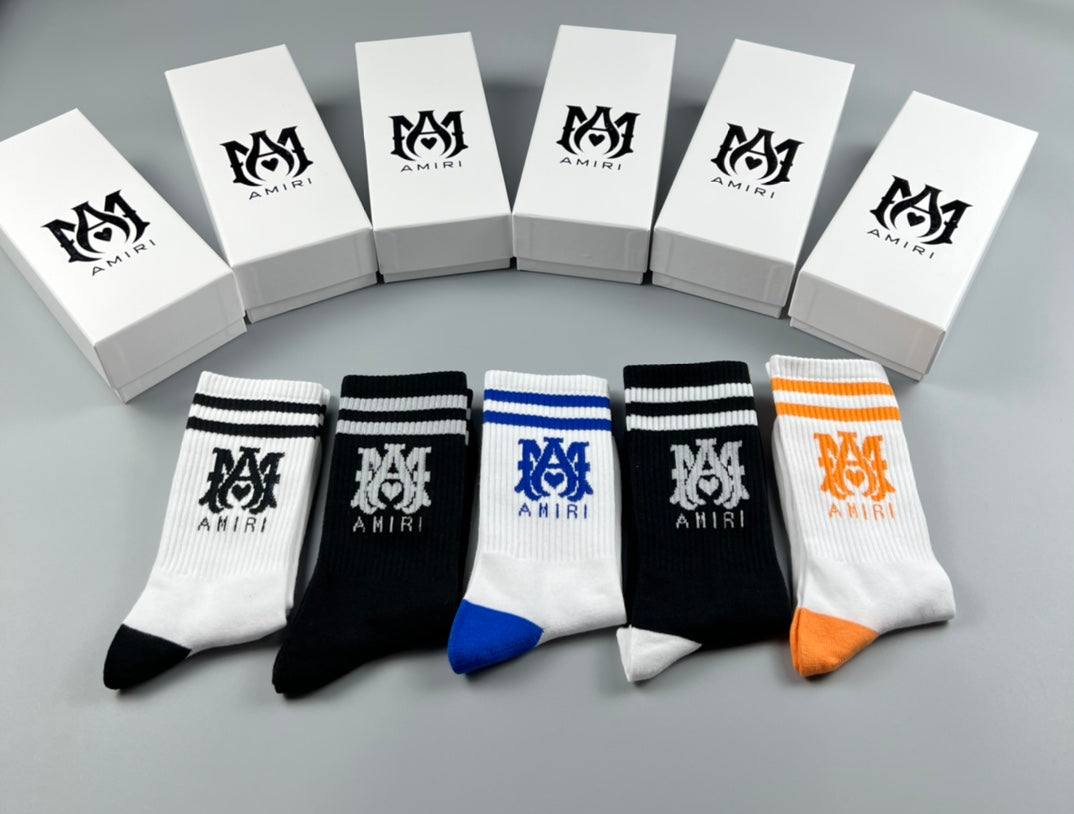 AMIRI Contrast Heel-and-Toe Crew Socks, gallery image 6