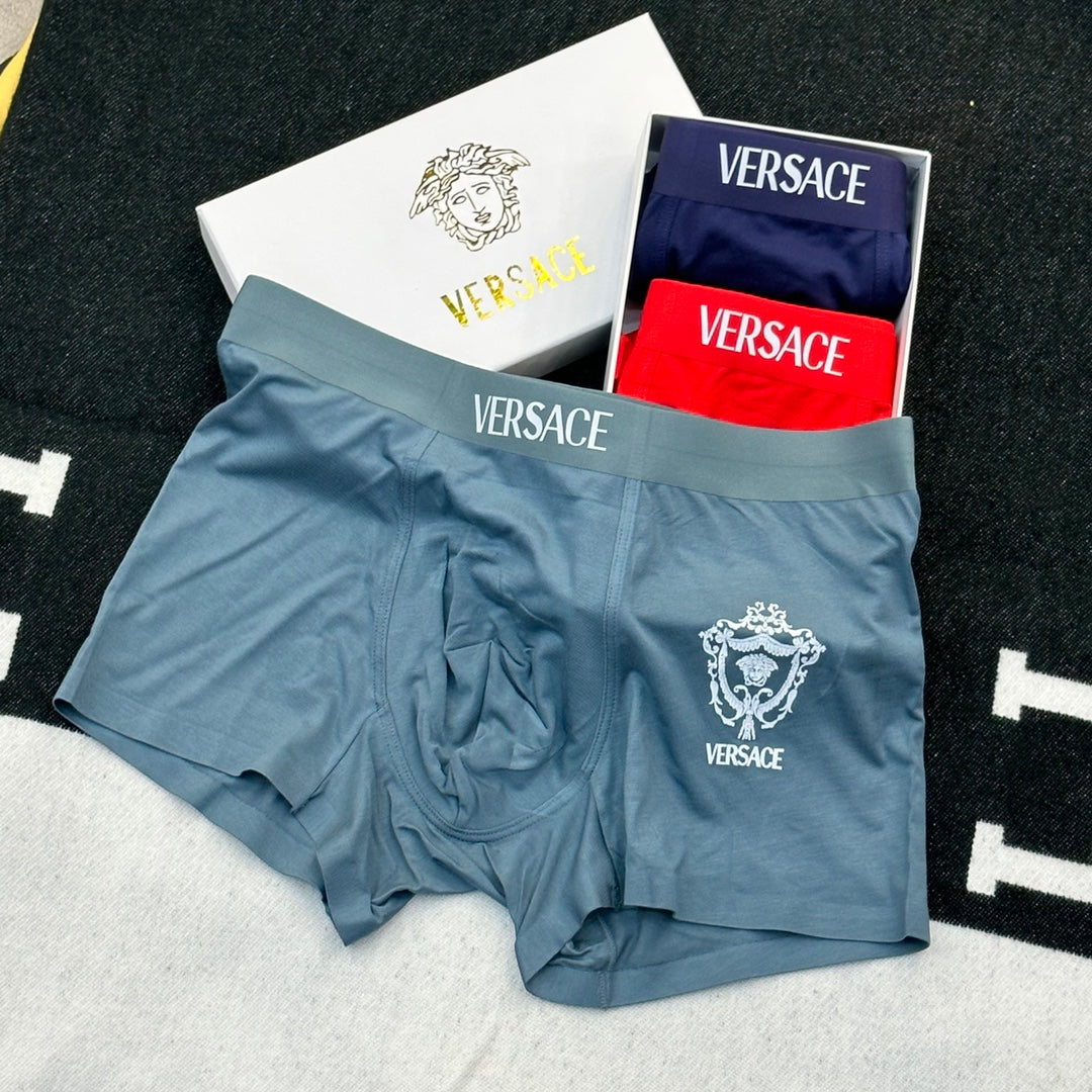 Versace Red Grey Navy Small Chest Motifs Boxer Briefs, image 8