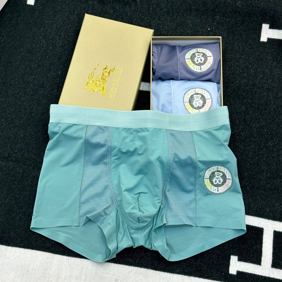 Burberry Pale Blue Green Waist Round Emblem Boxer Briefs, image 5