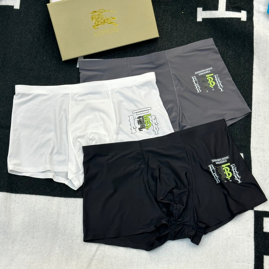 Burberry Boxed Grey Black Yellow Ornamental B Boxer Briefs, image 4