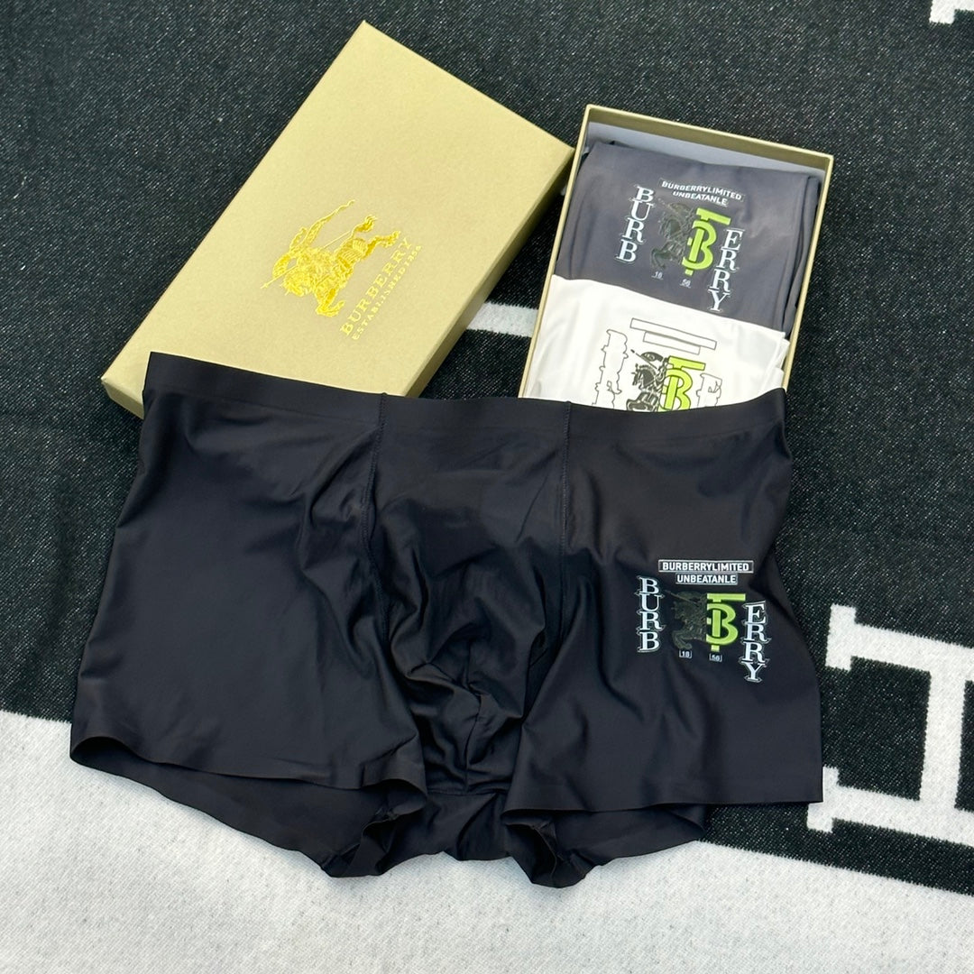 Burberry Boxed Grey Black Yellow Ornamental B Boxer Briefs, image 3