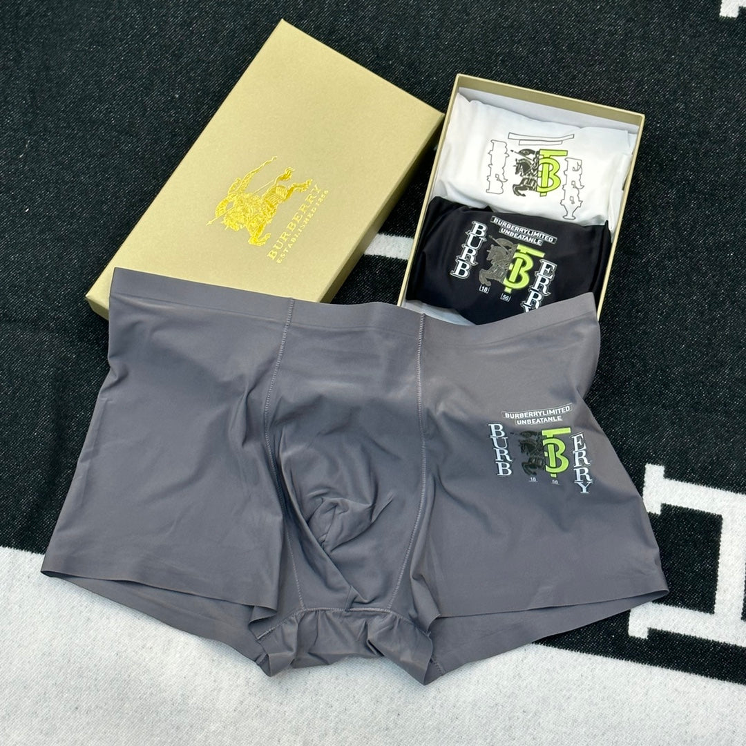 Burberry Boxed Grey Black Yellow Ornamental B Boxer Briefs, image 2