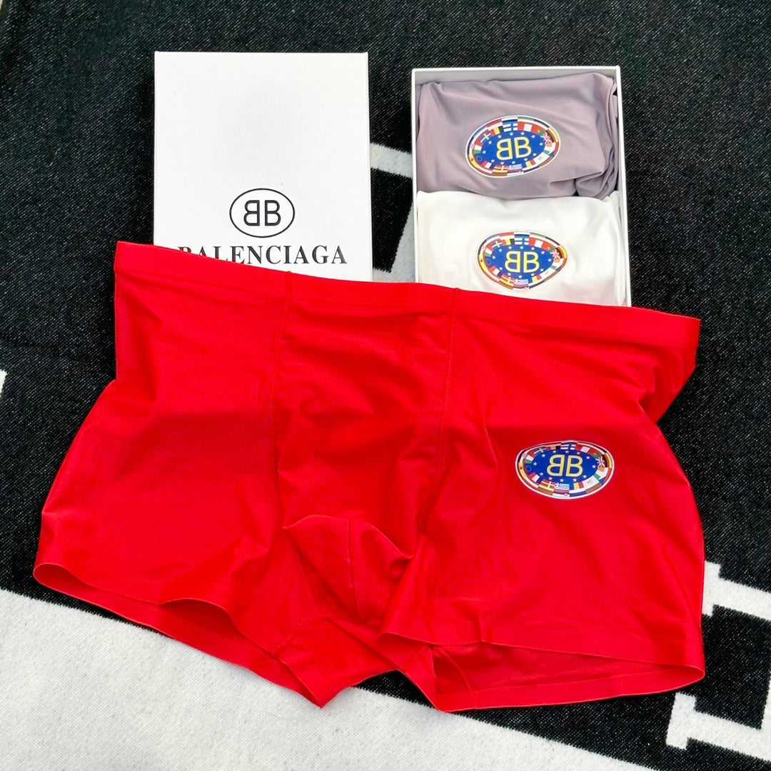 Balenciaga Red Grey White Round Emblem Boxer Briefs, image 8