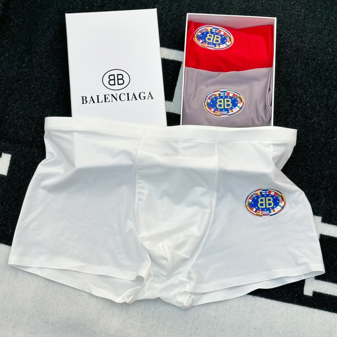 Balenciaga Red Grey White Round Emblem Boxer Briefs, image 6