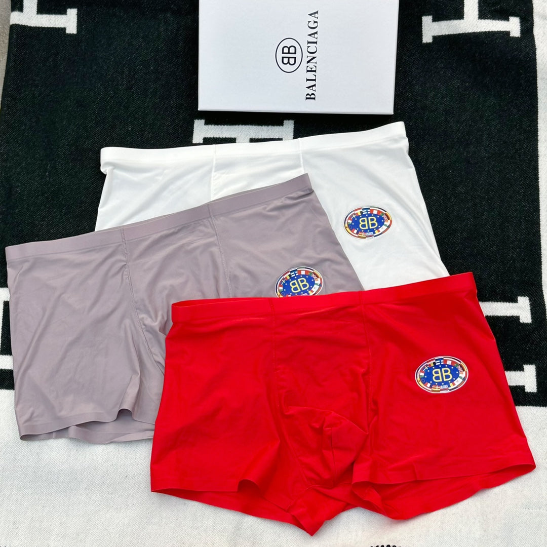 Balenciaga Red Grey White Round Emblem Boxer Briefs, image 1