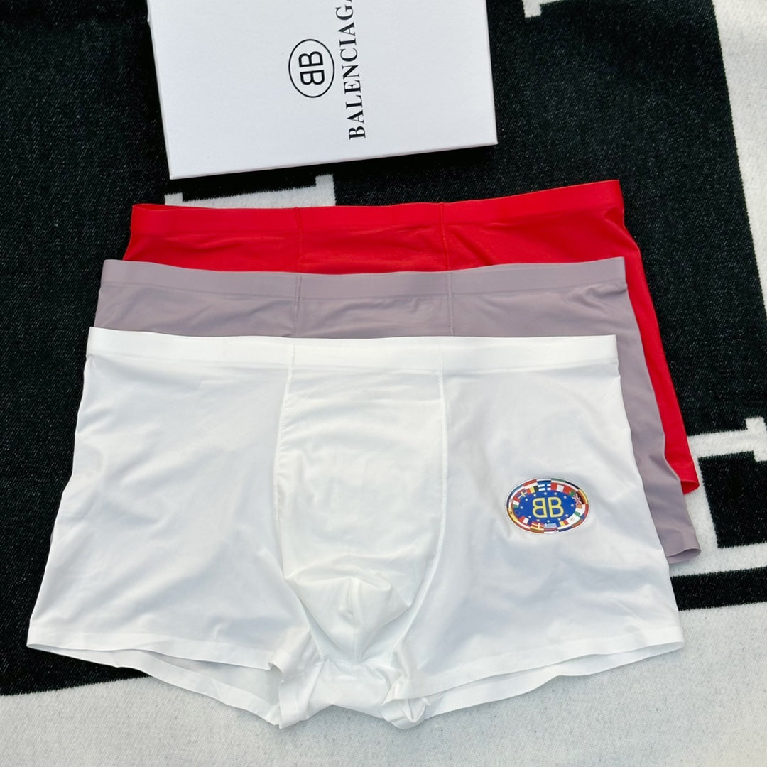 Balenciaga Red Grey White Round Emblem Boxer Briefs, image 2