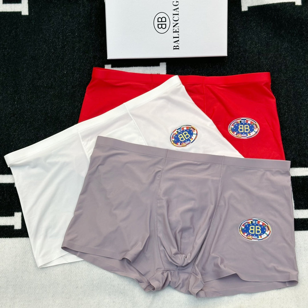Balenciaga Red Grey White Round Emblem Boxer Briefs, image 3