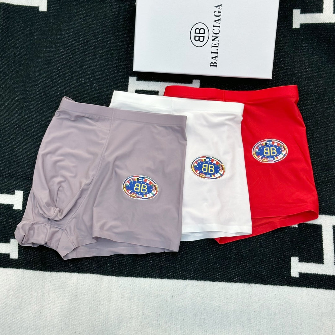 Balenciaga Red Grey White Round Emblem Boxer Briefs, image 4