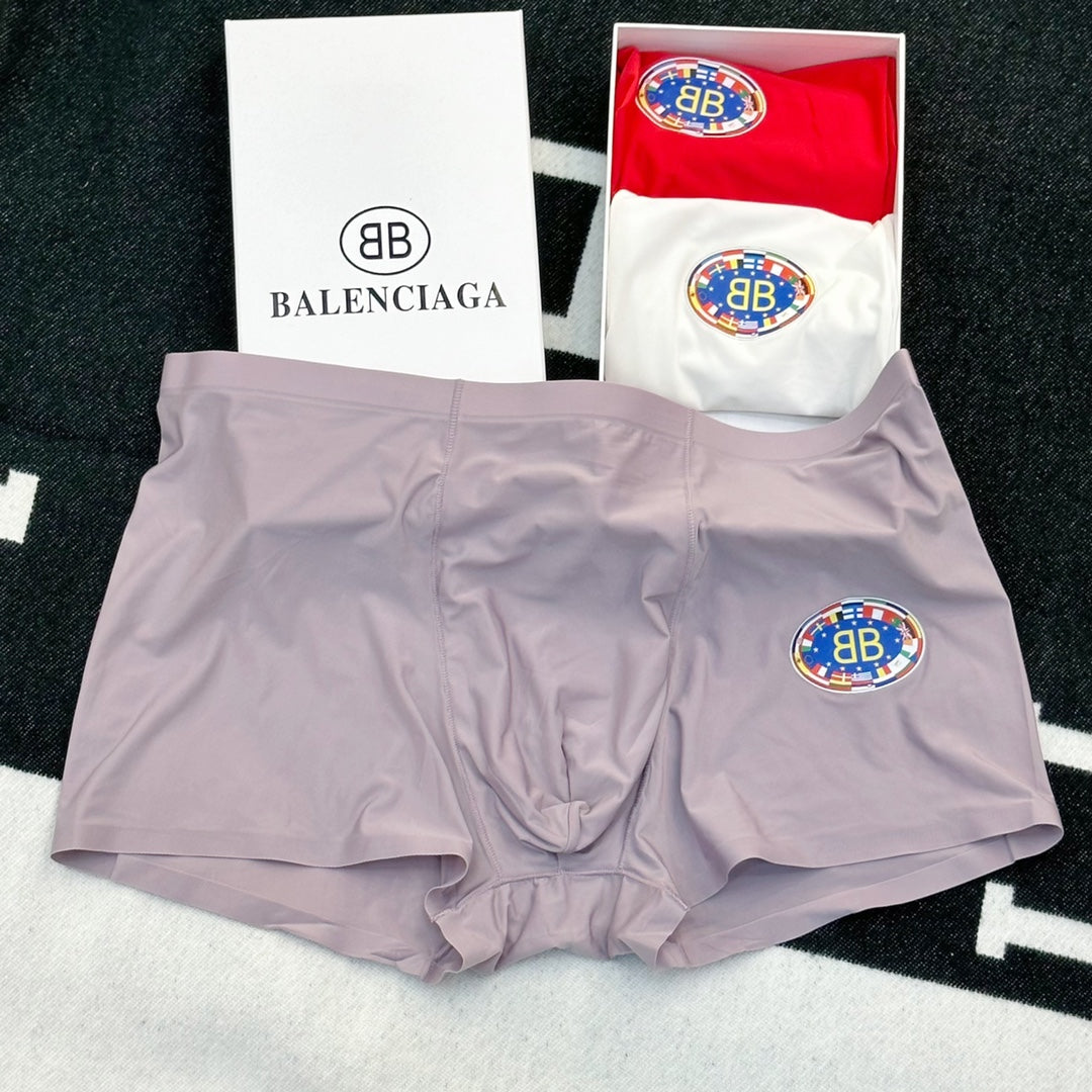 Balenciaga Red Grey White Round Emblem Boxer Briefs, image 7
