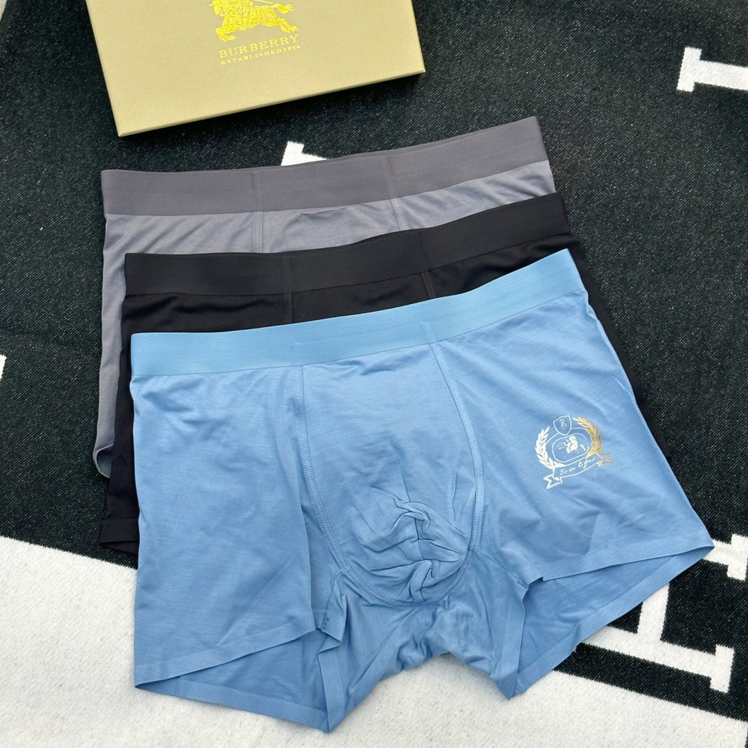 Burberry Blue Grey Black Broad Waist Boxer Briefs, image 1