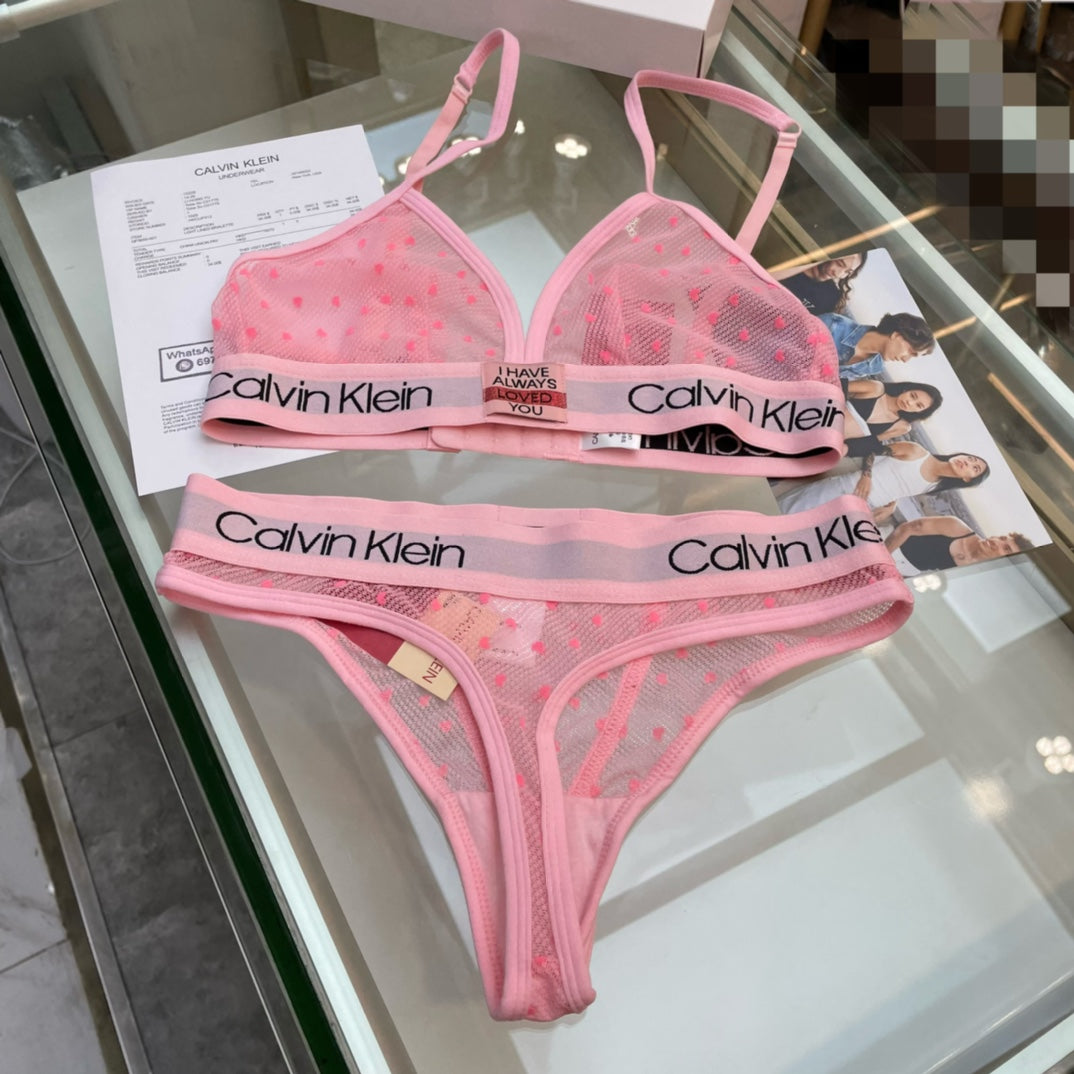 Calvin Klein Pink Triangle Brief Set Bralette and Brief Set, image 3