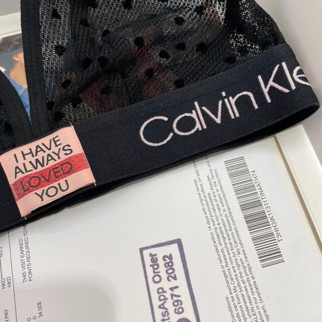 Calvin Klein Black Sheer Panel Triangle Set Bralette and Brief Set, image 5