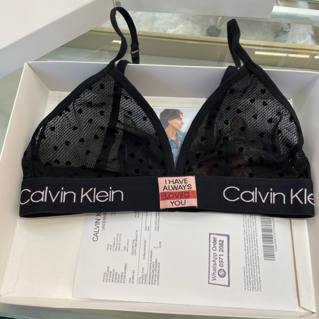 Calvin Klein Black Sheer Panel Triangle Set Bralette and Brief Set, image 3