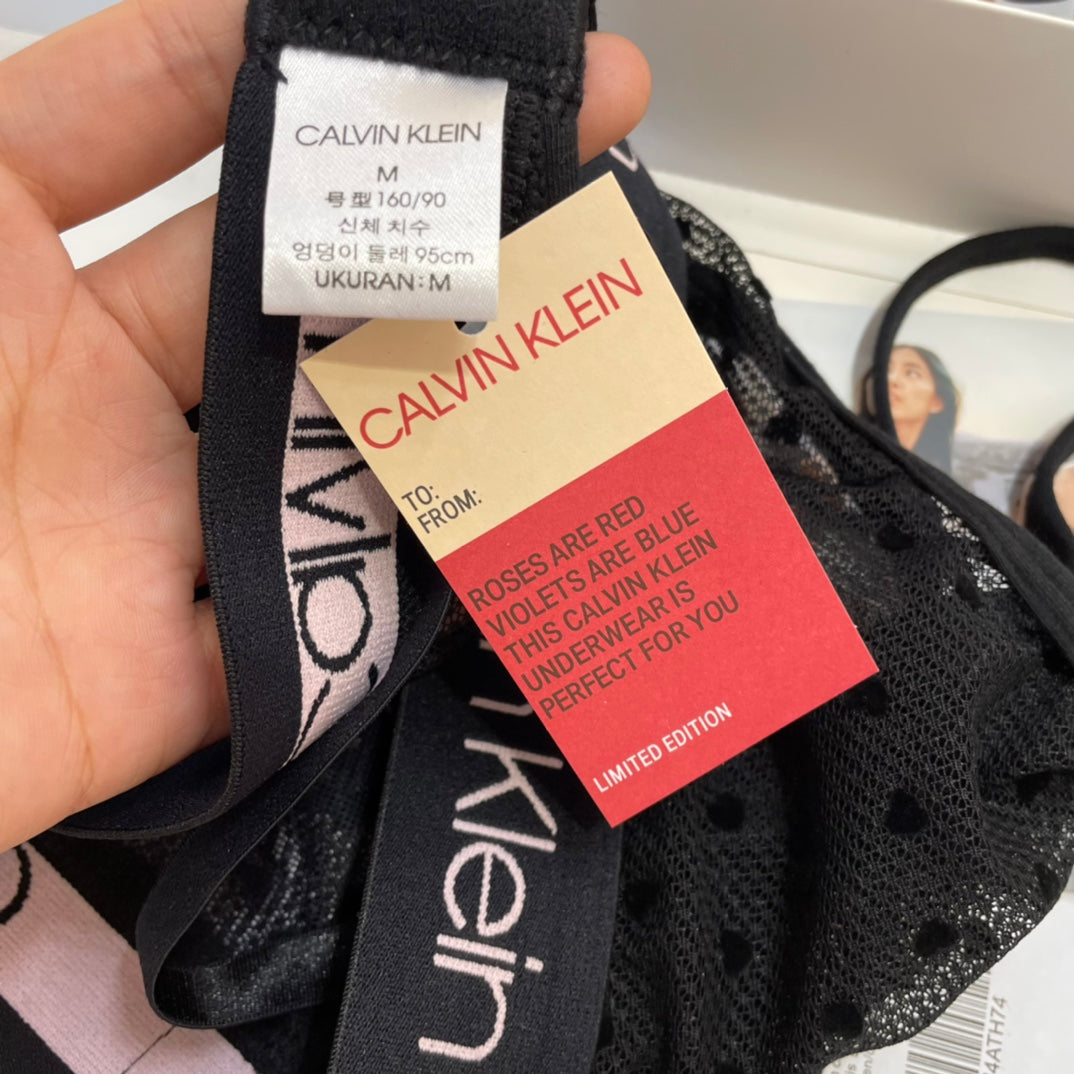 Calvin Klein Black Sheer Panel Triangle Set Bralette and Brief Set, image 7