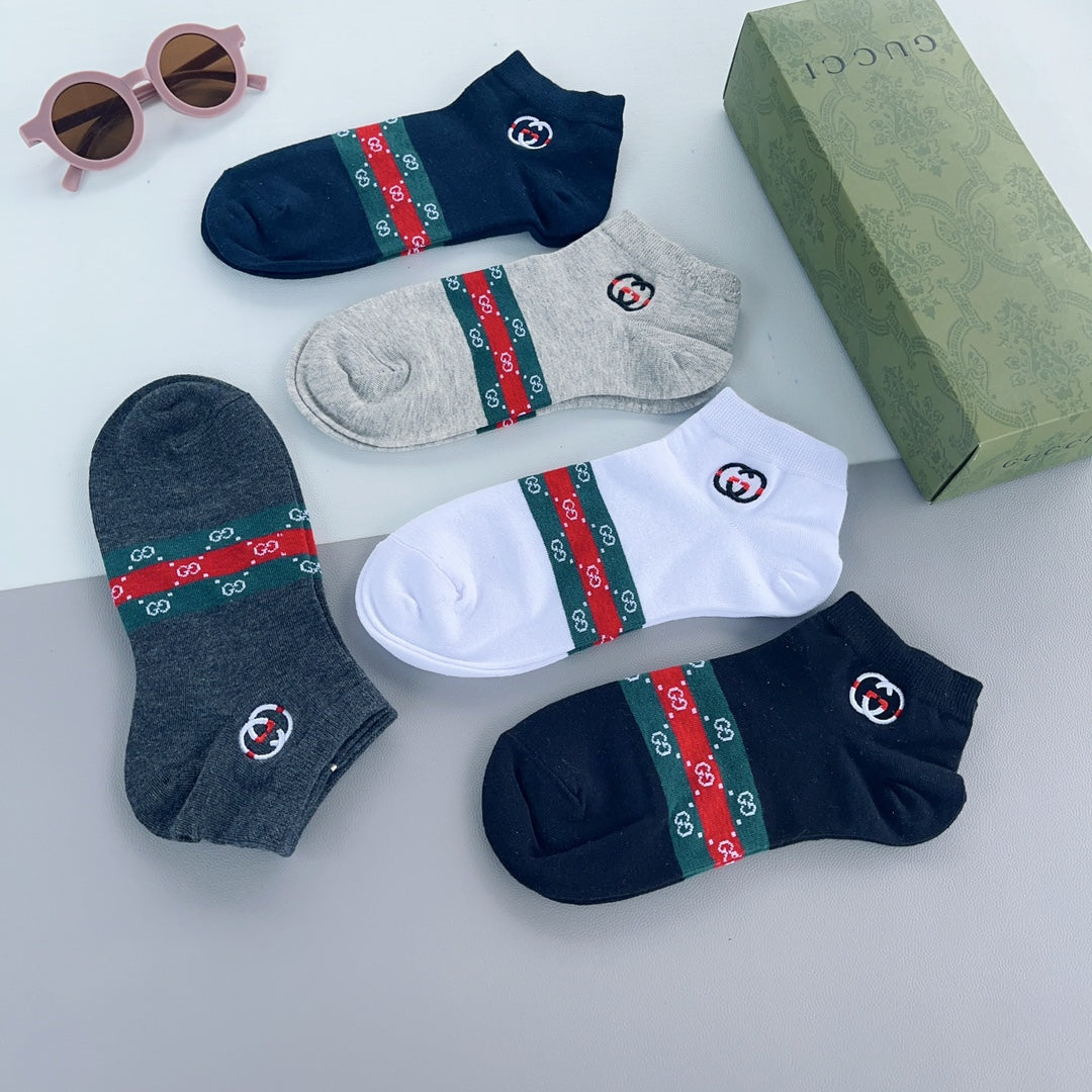 Gucci Blue White Red Green Broad Stripe Ankle Socks, image 8