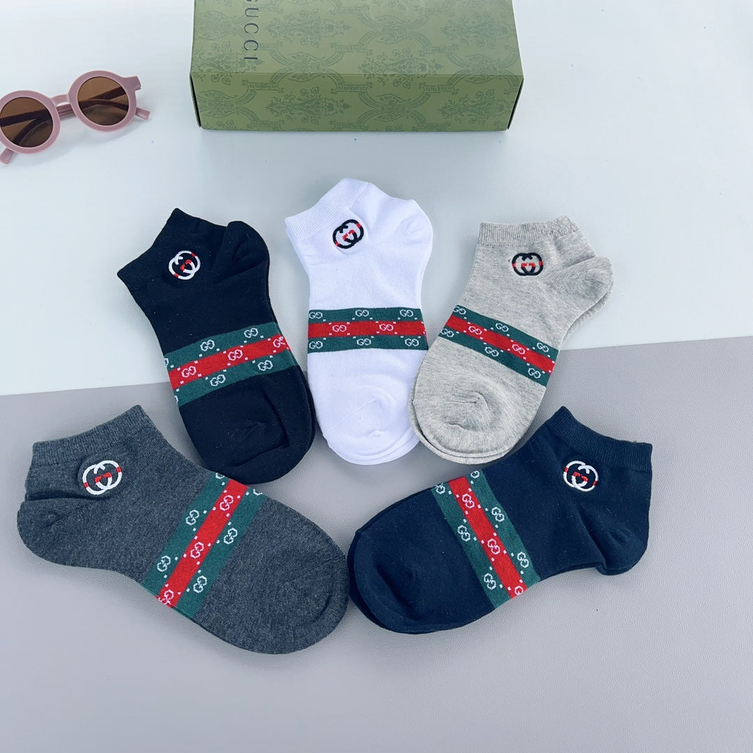 Gucci Blue White Red Green Broad Stripe Ankle Socks, image 6