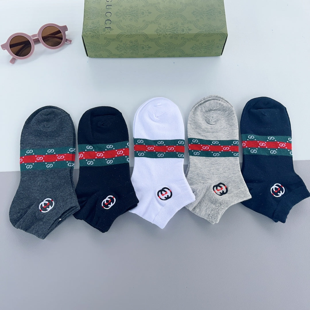 Gucci Blue White Red Green Broad Stripe Ankle Socks, image 4