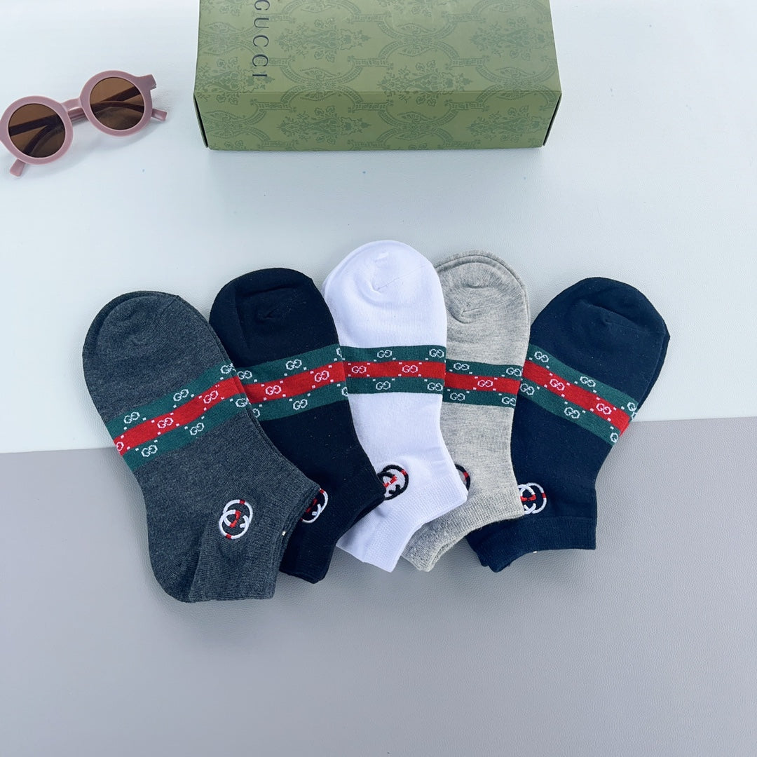 Gucci Blue White Red Green Broad Stripe Ankle Socks, image 3