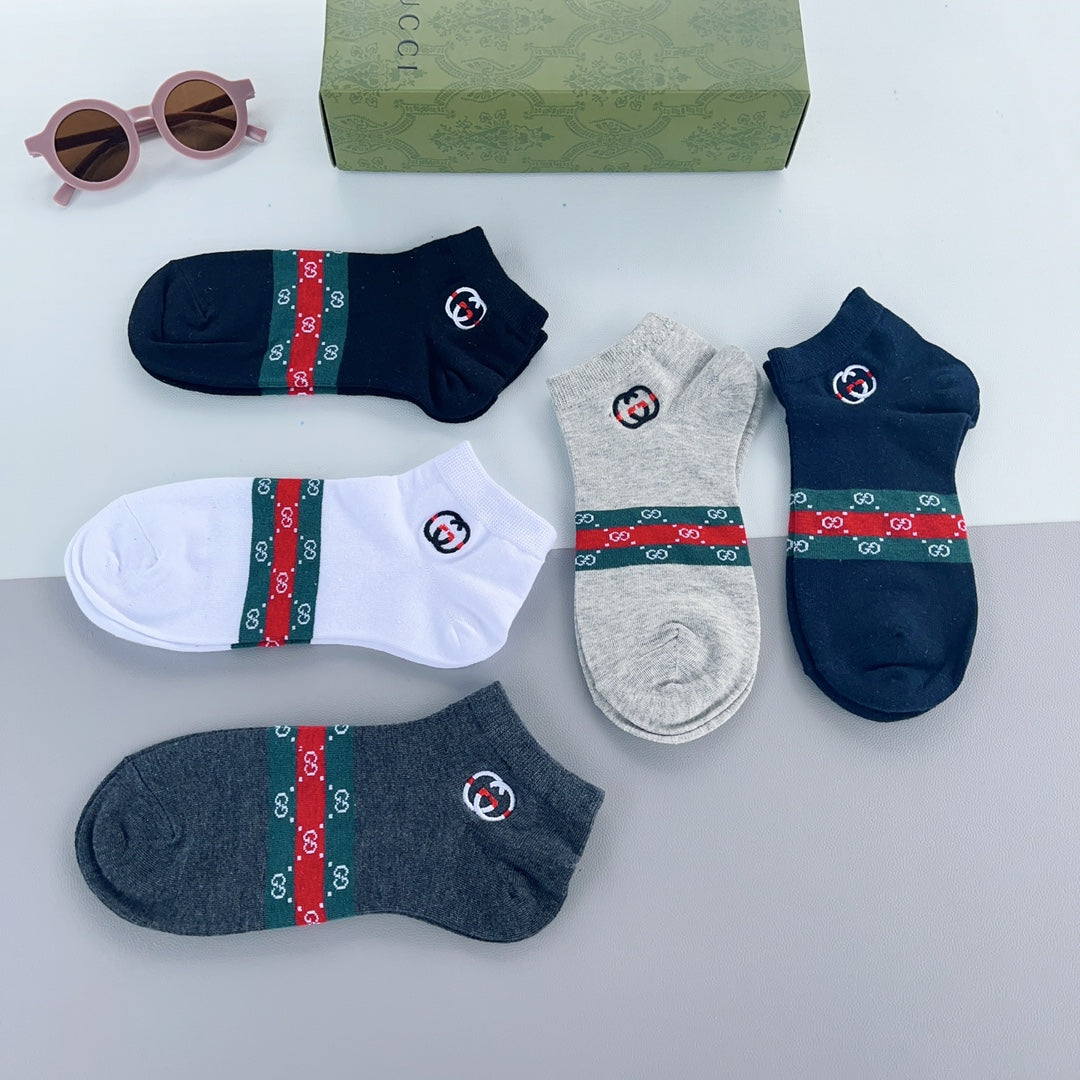 Gucci Blue White Red Green Broad Stripe Ankle Socks, image 7