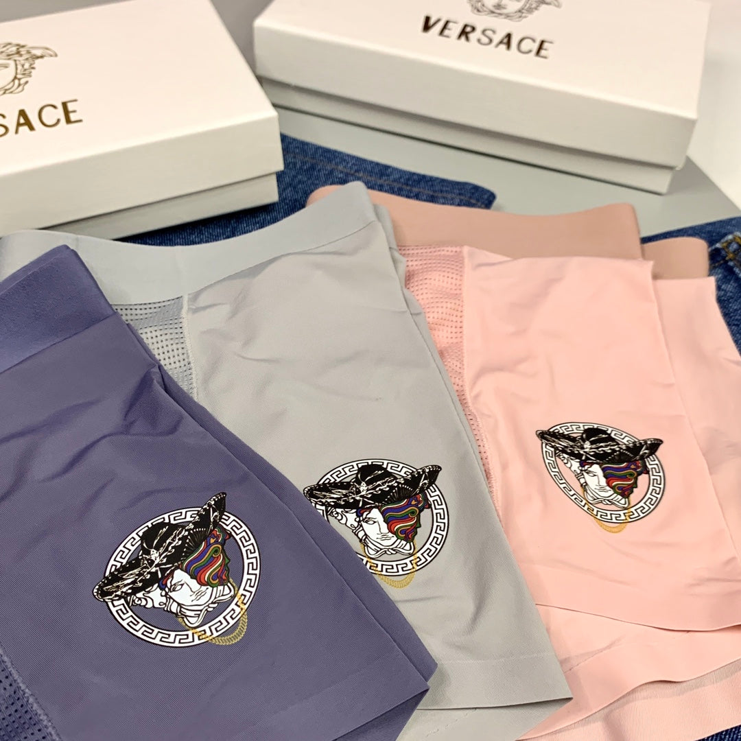Versace Grey Pink Blue Fine Line Face Boxer Briefs, image 7