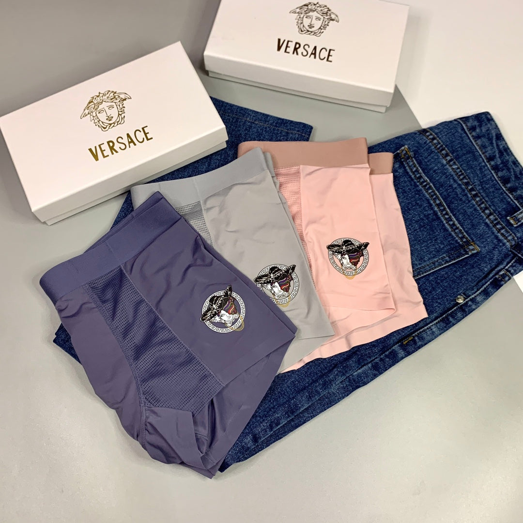 Versace Grey Pink Blue Fine Line Face Boxer Briefs, image 6