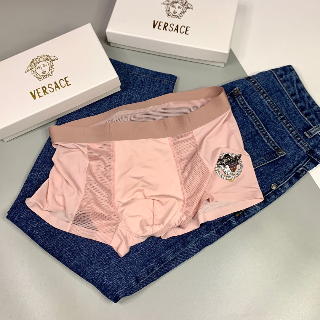 Versace Grey Pink Blue Fine Line Face Boxer Briefs, image 4