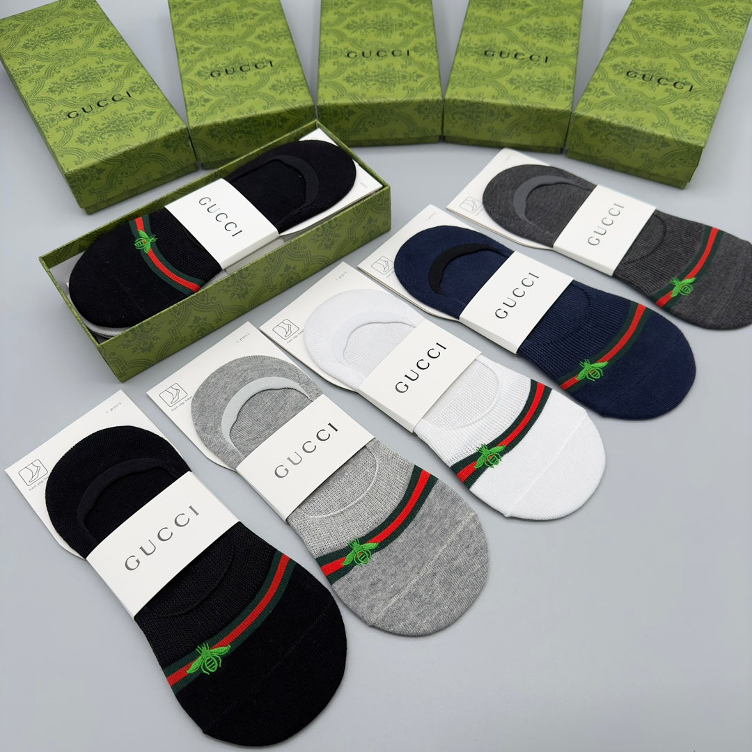 Gucci Neutral Narrow Stripe Low Cut No-Show Socks, image 2