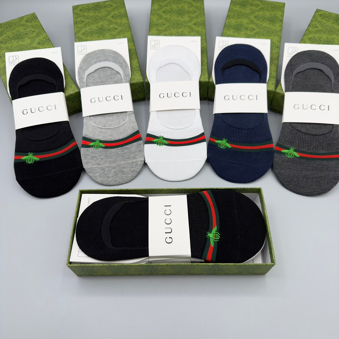Gucci Neutral Narrow Stripe Low Cut No-Show Socks, image 3