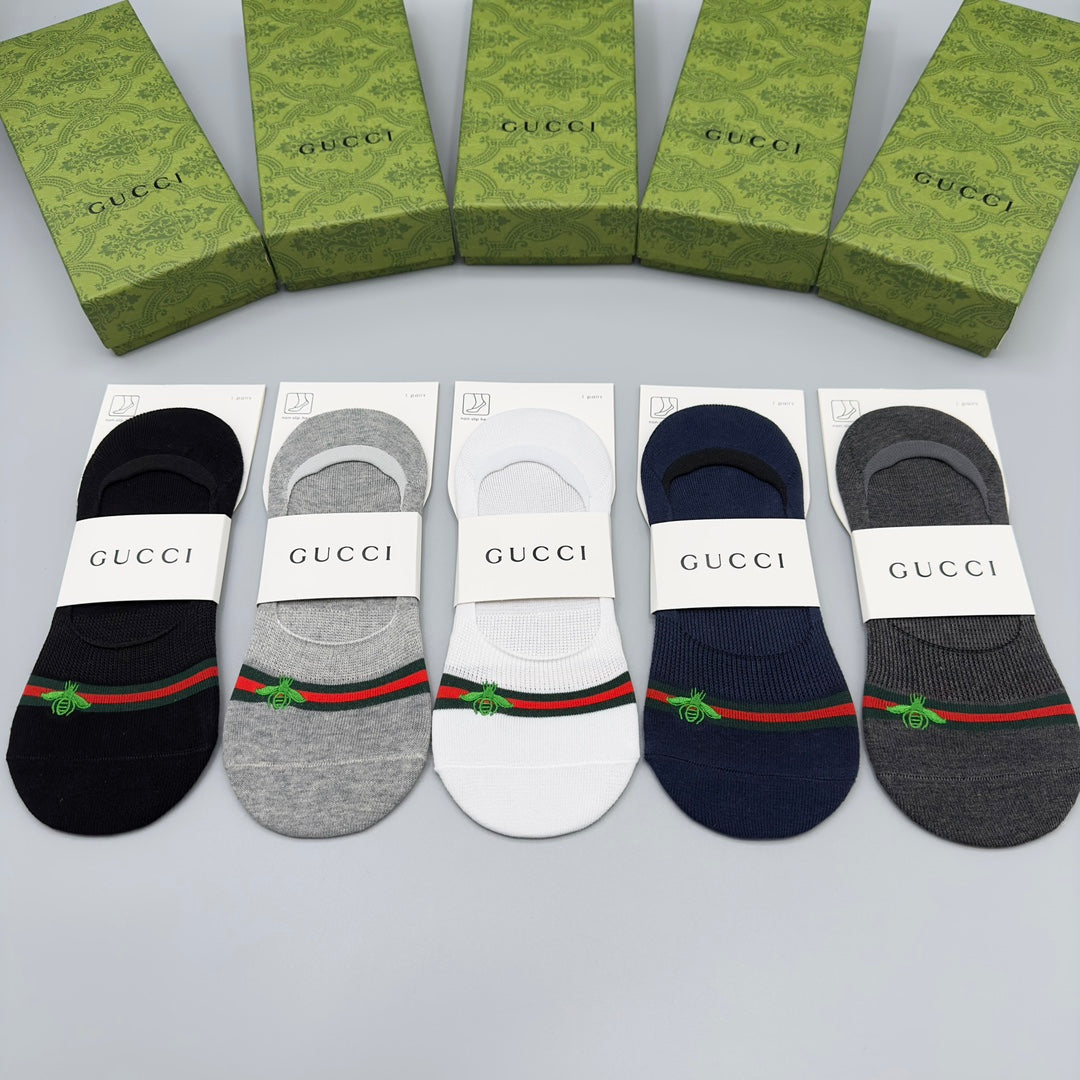 Gucci Neutral Narrow Stripe Low Cut No-Show Socks, image 1