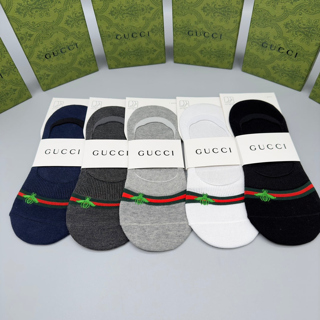 Gucci Neutral Narrow Stripe Low Cut No-Show Socks, image 9