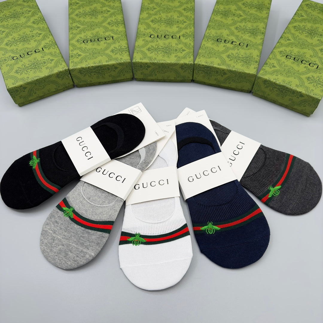 Gucci Neutral Narrow Stripe Low Cut No-Show Socks, image 4