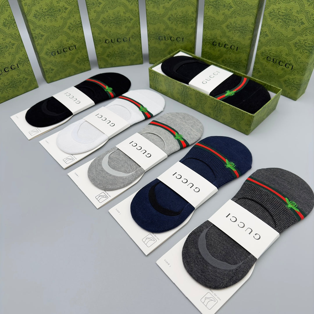 Gucci Neutral Narrow Stripe Low Cut No-Show Socks, image 8