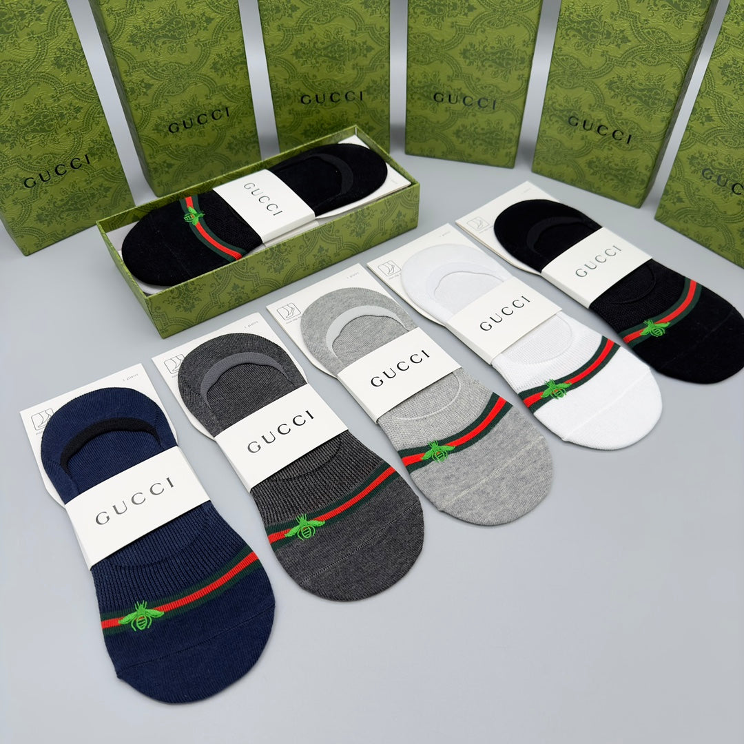 Gucci Neutral Narrow Stripe Low Cut No-Show Socks, image 6