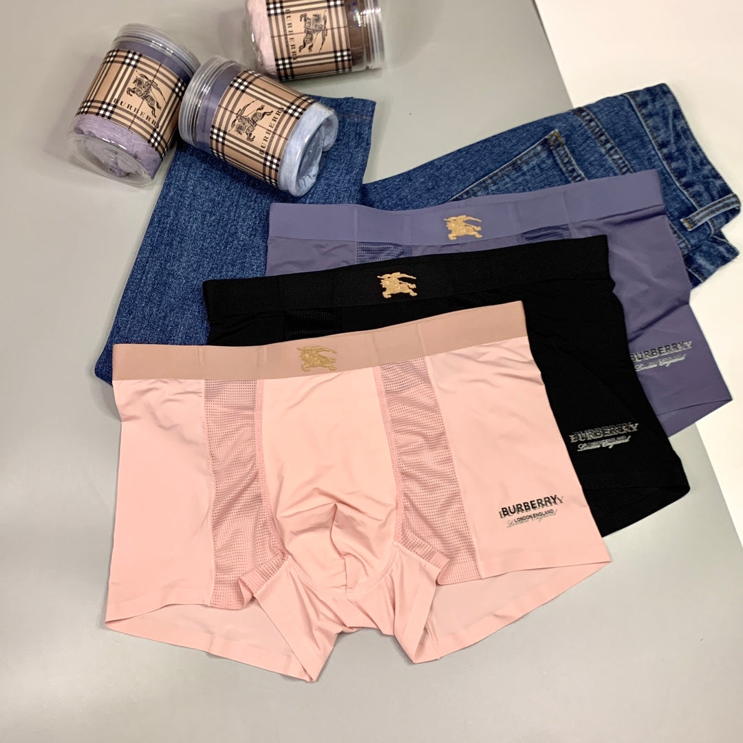 Burberry Pink Navy Grey Small Gold Horse Boxer Briefs, image 2