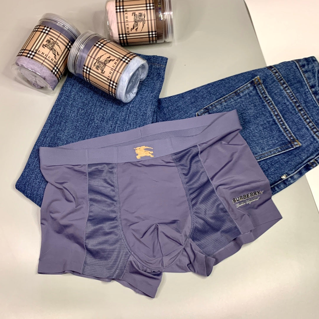 Burberry Pink Navy Grey Small Gold Horse Boxer Briefs, image 3