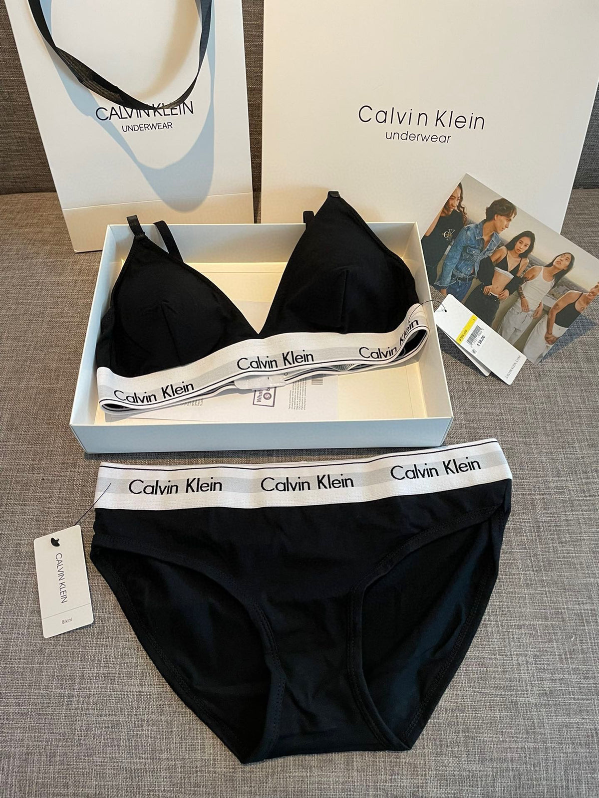 Calvin Klein Black Cross Strap Set Bralette and Brief Set, image 8
