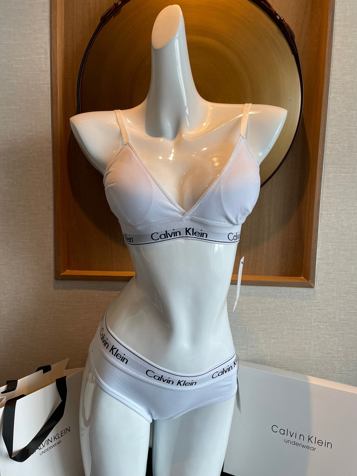 Calvin Klein White Wide Band Set Bralette and Brief Set, image 2